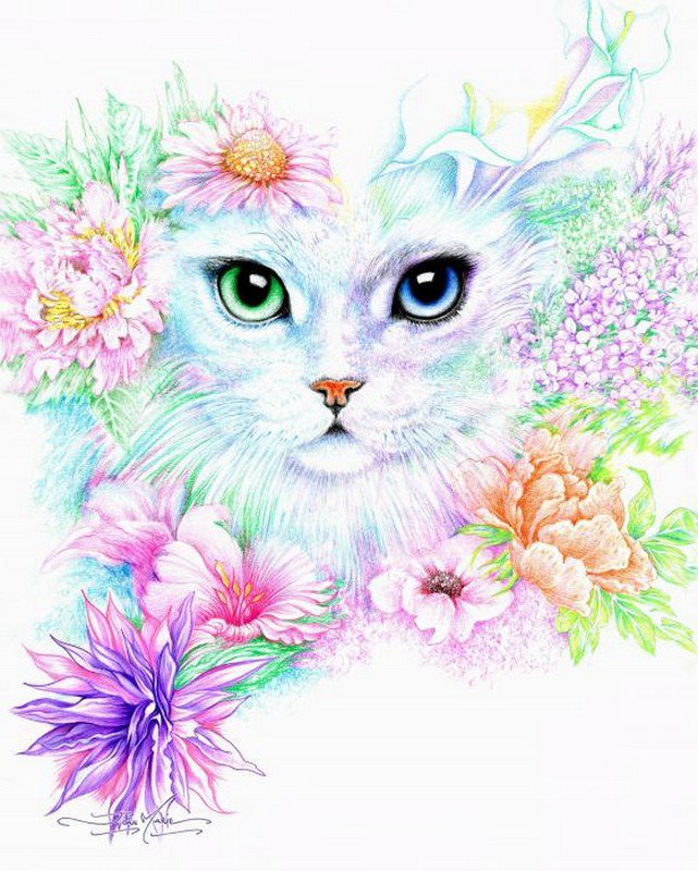 Кошка в цветах - кошка - оригинал