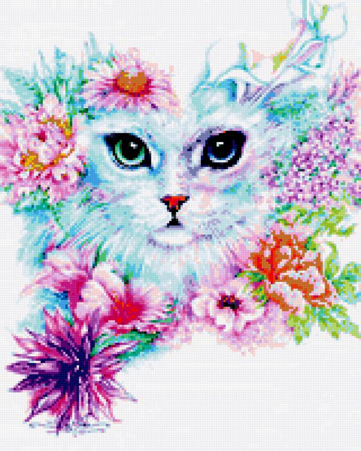 Кошка в цветах - кошка - предпросмотр