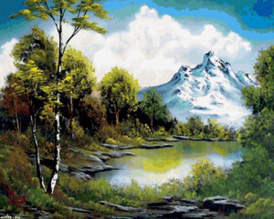 Горное озеро - пейзаж, горы, озеро - предпросмотр