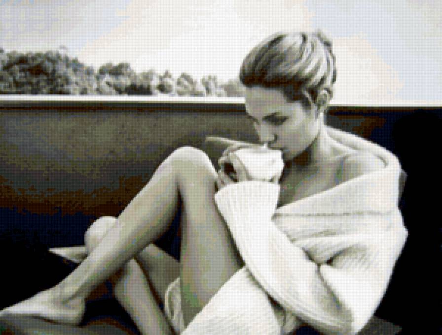 Анджелина Джоли - джоли, пробуждение, утро, кофе - предпросмотр