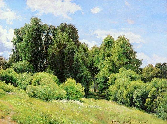 Шишкин И.И. Лесная поляна (Полянка) - пейзаж, природа, деревья, живопись - оригинал