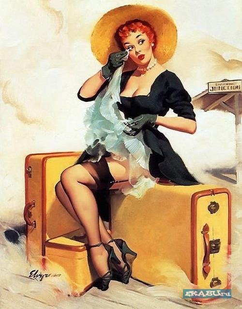 девушка на чемоданах - оригинал