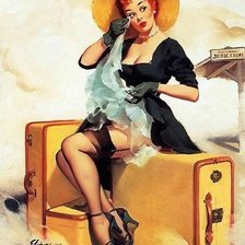 Схема вышивки «девушка на чемоданах»