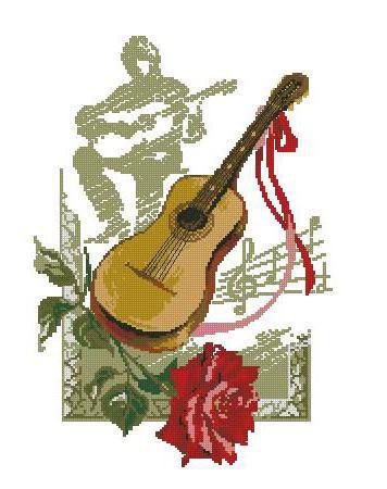 Гитара - гитара, музыка, цветок - оригинал