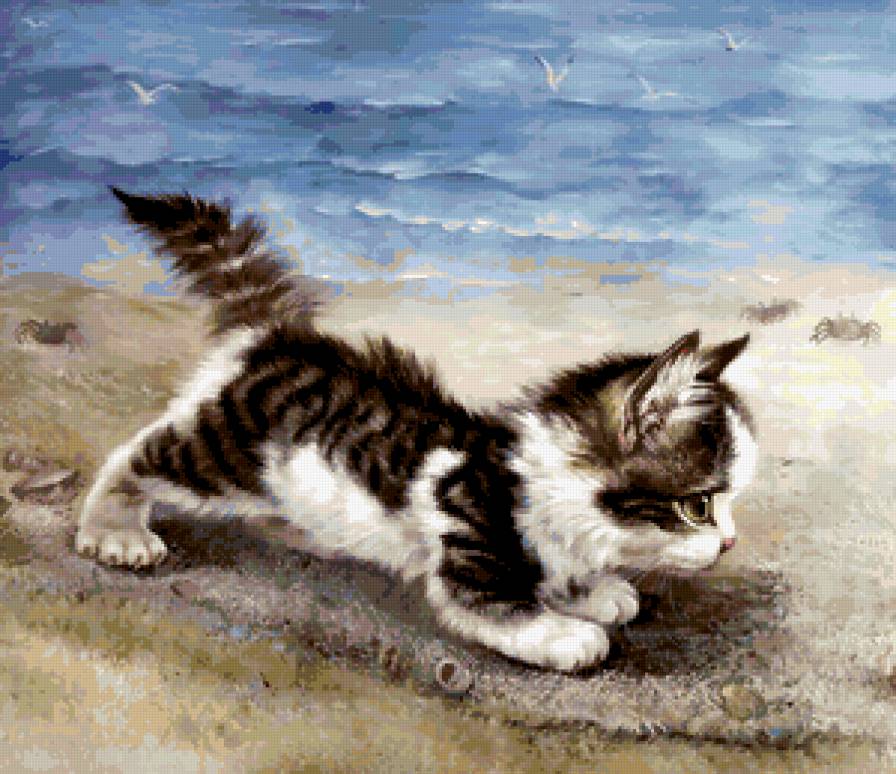 №414032 - живопись, детям, котенок, животные, коты, кошки, в детскую - предпросмотр