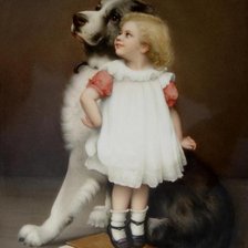 Оригинал схемы вышивки «девочка с собакой» (№414155)