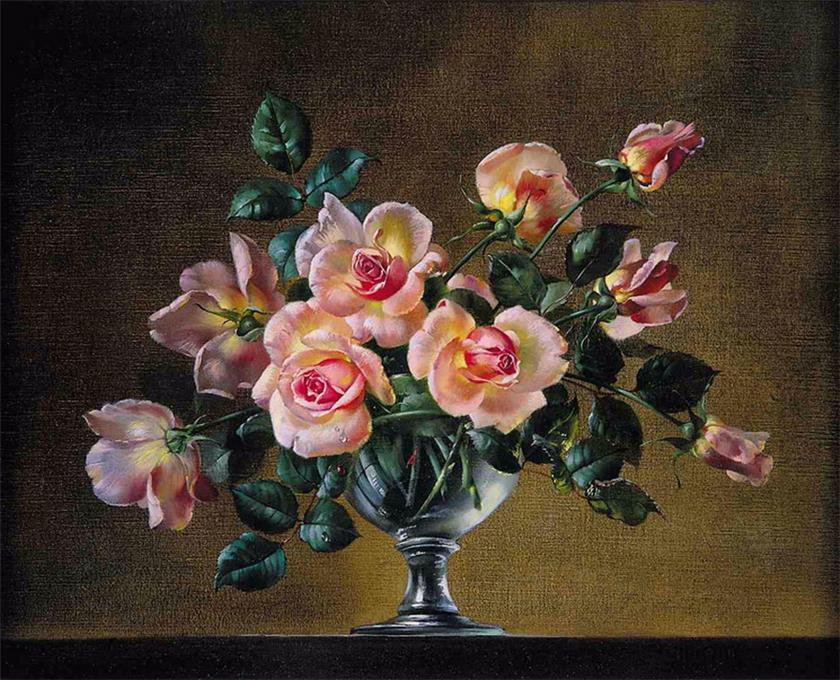 Ваза с розами - натюрморт, ваза, букет, розы, цветы - оригинал