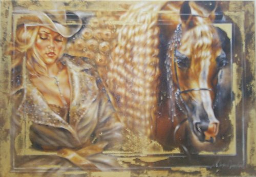 Серия "Она" - кони, животные, девушка, лошади - оригинал