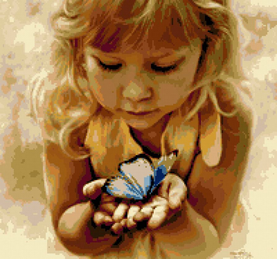 Девочка с бабочкой - предпросмотр