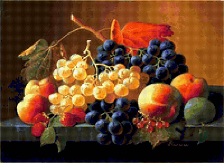 Натюрморт с фруктами - фрукты, натюрморт, виноград - предпросмотр