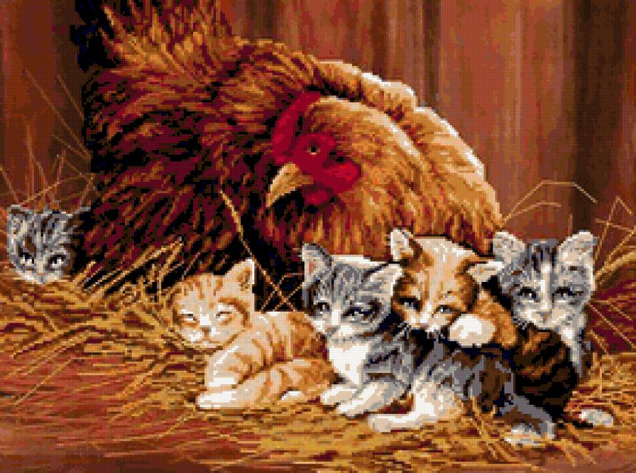 квочка с котятами - курица котята - предпросмотр