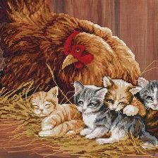 Оригинал схемы вышивки «квочка с котятами» (№415843)