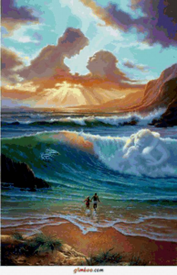 двое - море, люди, волна, влюбленные - предпросмотр