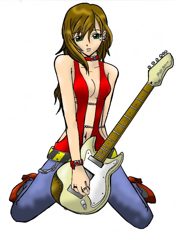 девушка с гитарой - аниме, гитара, девушка - оригинал