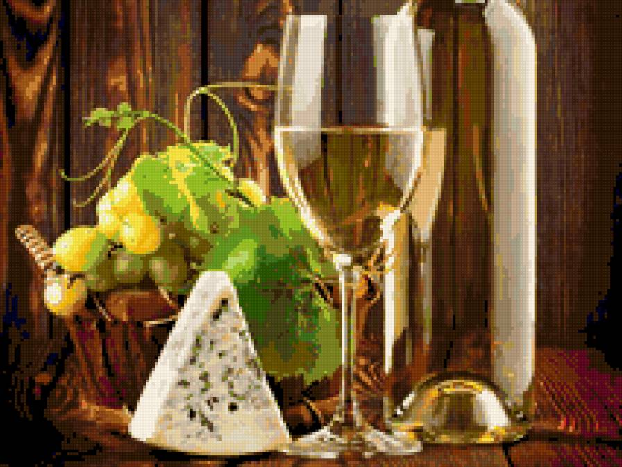 Вино и сыр - бокал, еда, натюрморт - предпросмотр