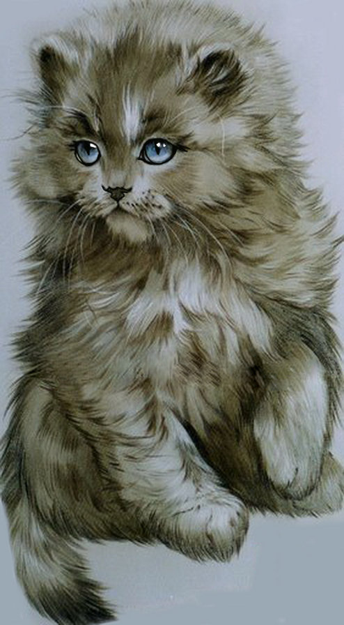 голубоглазик - лапушка, милашка, котенок, кот, живопись - оригинал