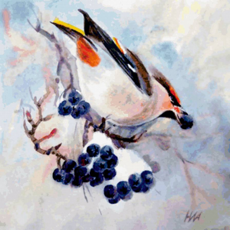 Серия "Птицы" - ягоды, рябина, птицы - предпросмотр
