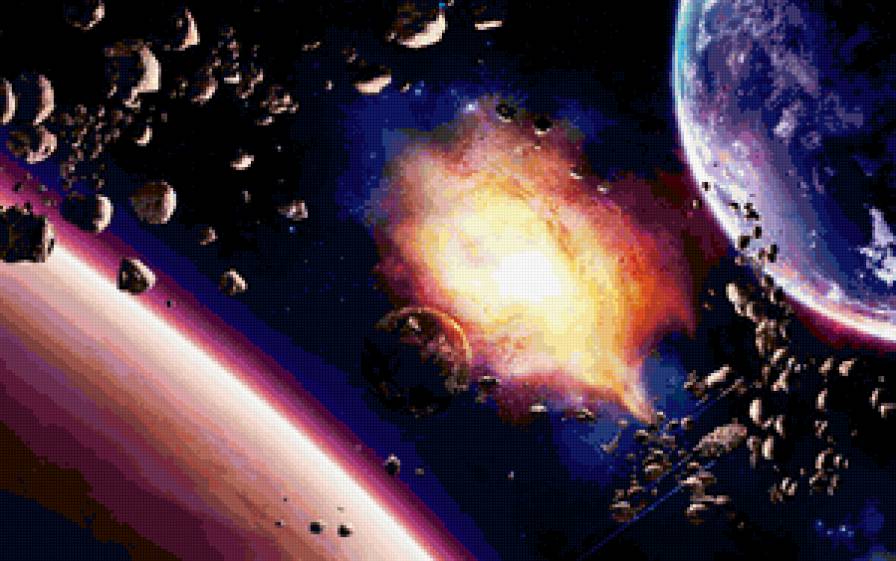 звезды и астероиды - космос, планета - предпросмотр