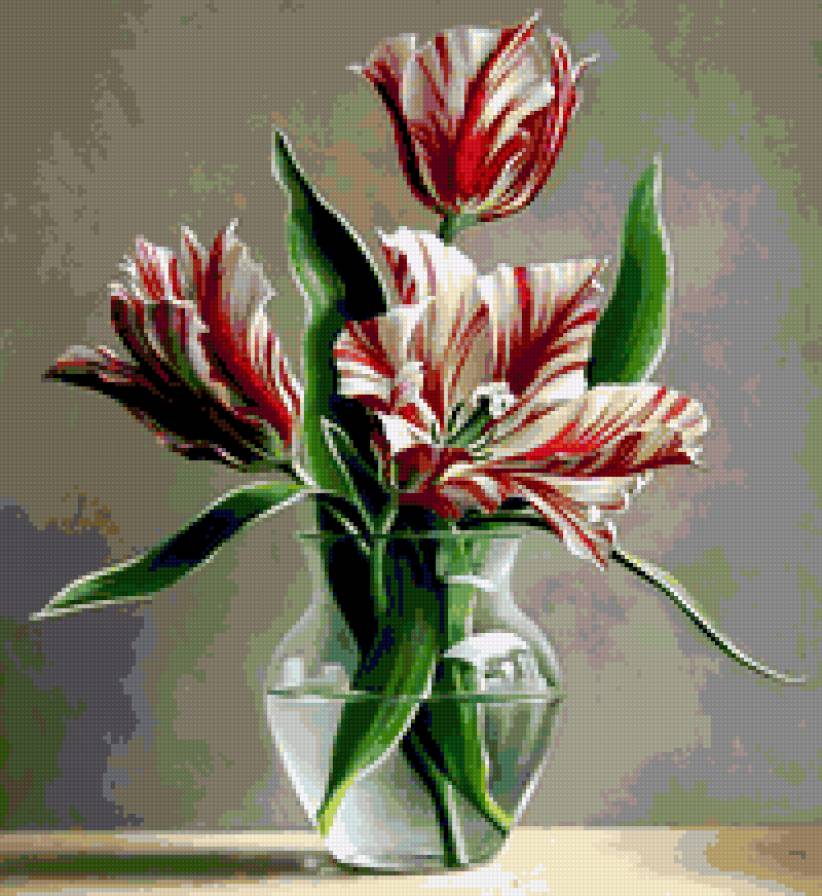 Pieter_Wagemans_Тюльпаны - живопись.букеты.цветы.тюльпаны - предпросмотр