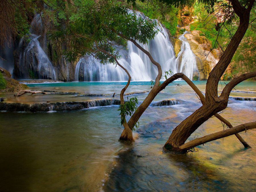 водопад - лес, река, водопад, природа, пейзаж - оригинал