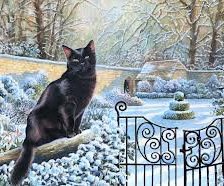 Оригинал схемы вышивки «черный кот зимой» (№417584)