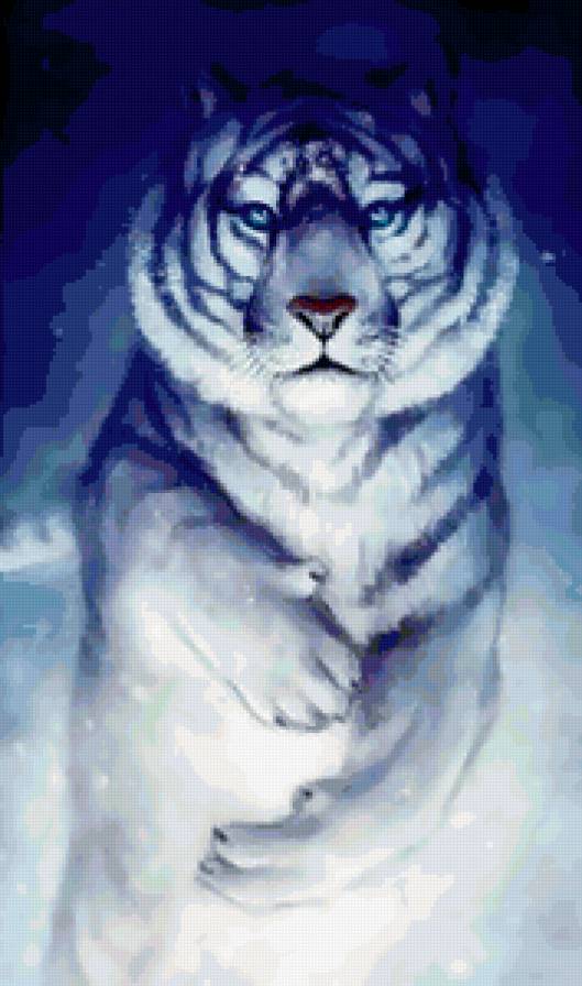 Снежный тигр - фентези, животные, кошка - предпросмотр