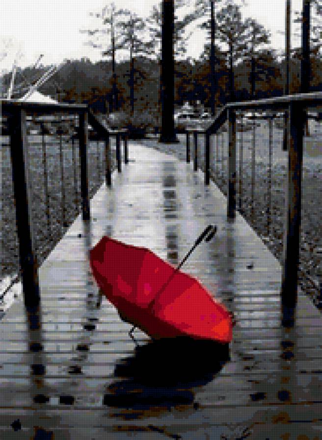 дождь - дождь, зонт, пейзаж - предпросмотр