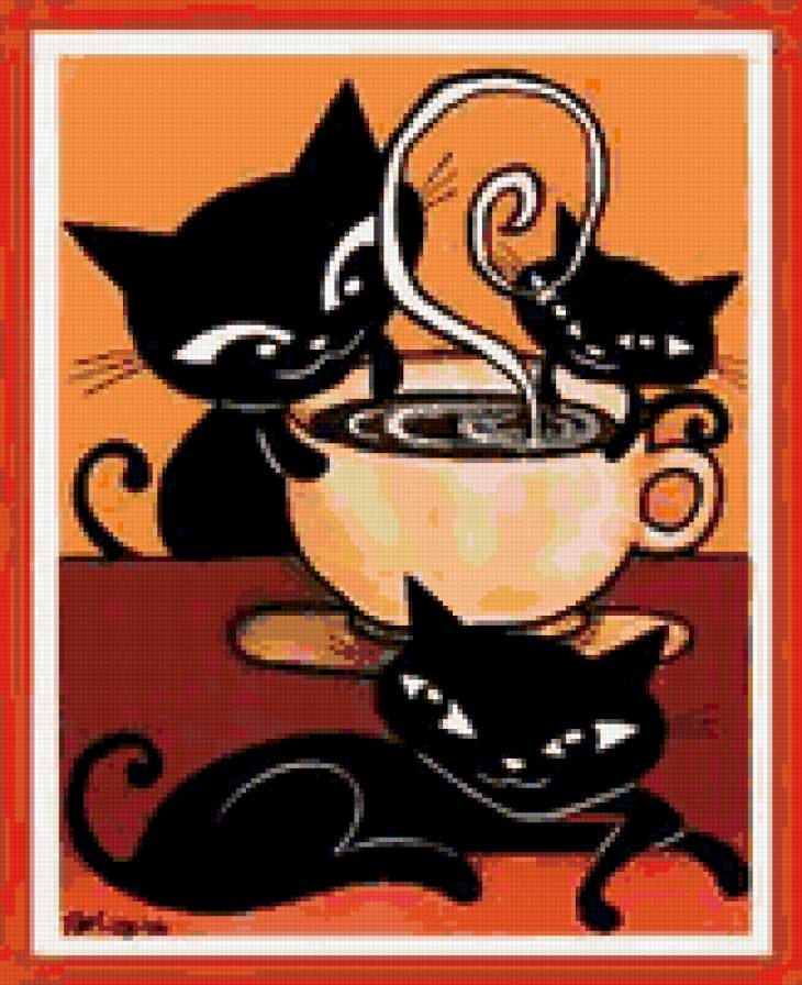 кофе и коты - кухня, кофе, чашка, коты - предпросмотр