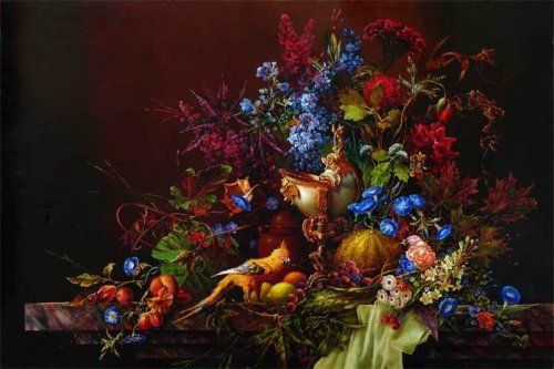 №418489 - живопись, цветы, фрукты, натюрморт, букет, головин алексей - оригинал