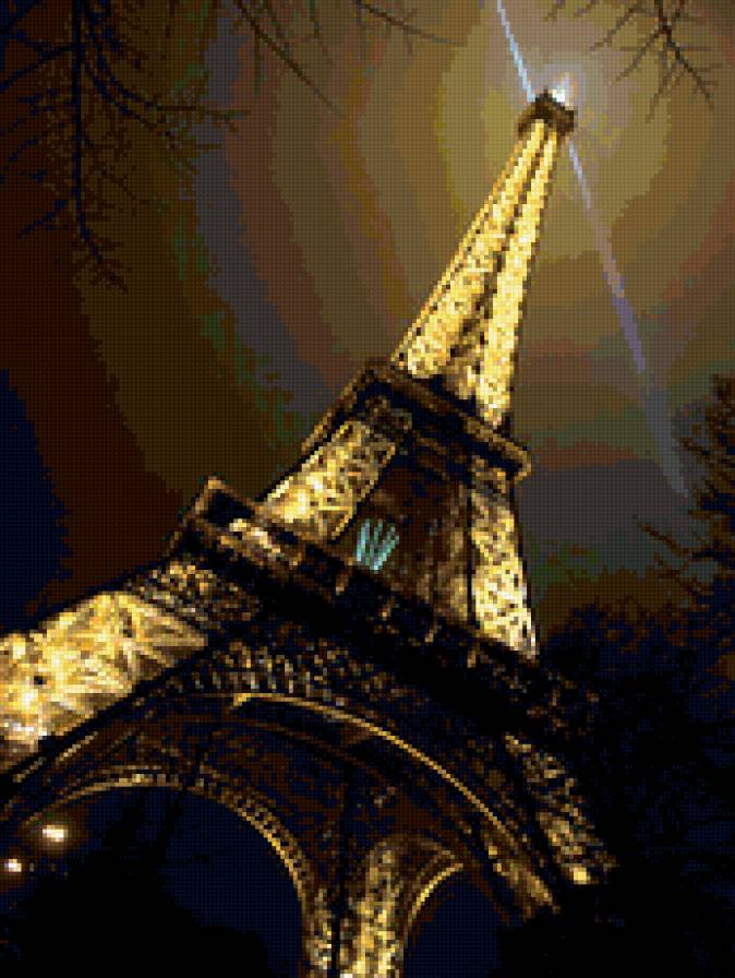 Башня - париж, романтика, ночь, эйфелева башня, огни - предпросмотр