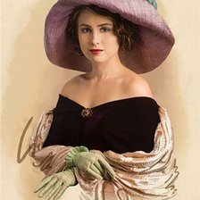 Оригинал схемы вышивки «дама в шляпе» (№419257)