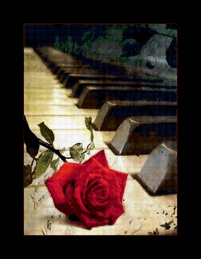 музыка - музыка, розы, цветы, инструмент - предпросмотр