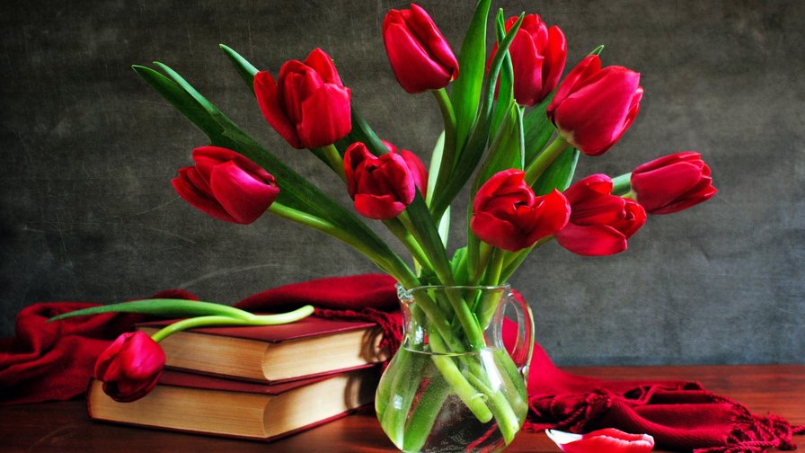 Букет красных тюльпанов - цветы, букет, тюльпаны - оригинал
