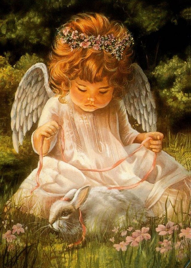 Мой любимый ангелок - ангел, крылышки, кролик, ребенок, дети, девочка - оригинал