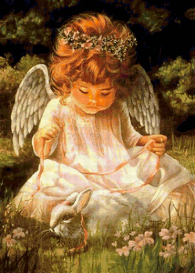 Мой любимый ангелок - ангел, ребенок, кролик, дети, крылышки, девочка - предпросмотр