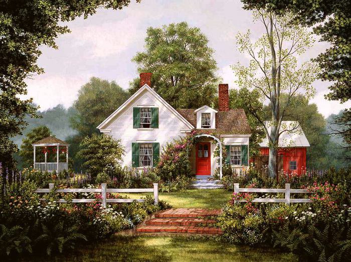 Загородный дом - дом, пейзаж, сад - оригинал