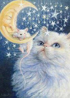 мечтатель - звезды, луна, мышка, кошка - оригинал