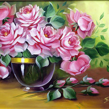 Оригинал схемы вышивки «Розовые розы» (№422729)