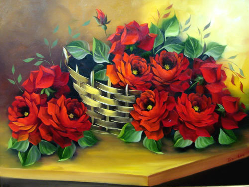 Корзина красных роз - розы, цветы, букет - оригинал