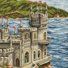 Оригинал схемы вышивки «замок у моря» (№423079)