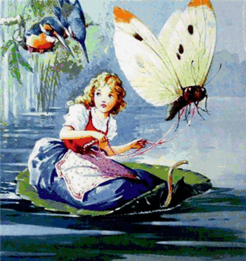 дюймовочка - сказка, река, бабочка, девочка, дюймовочка - предпросмотр