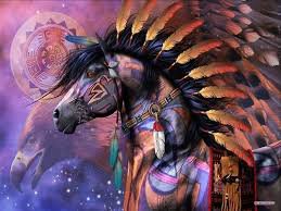 тотемный конь - индейцы, красочно, фэнтези, тотем, животные, конь - оригинал