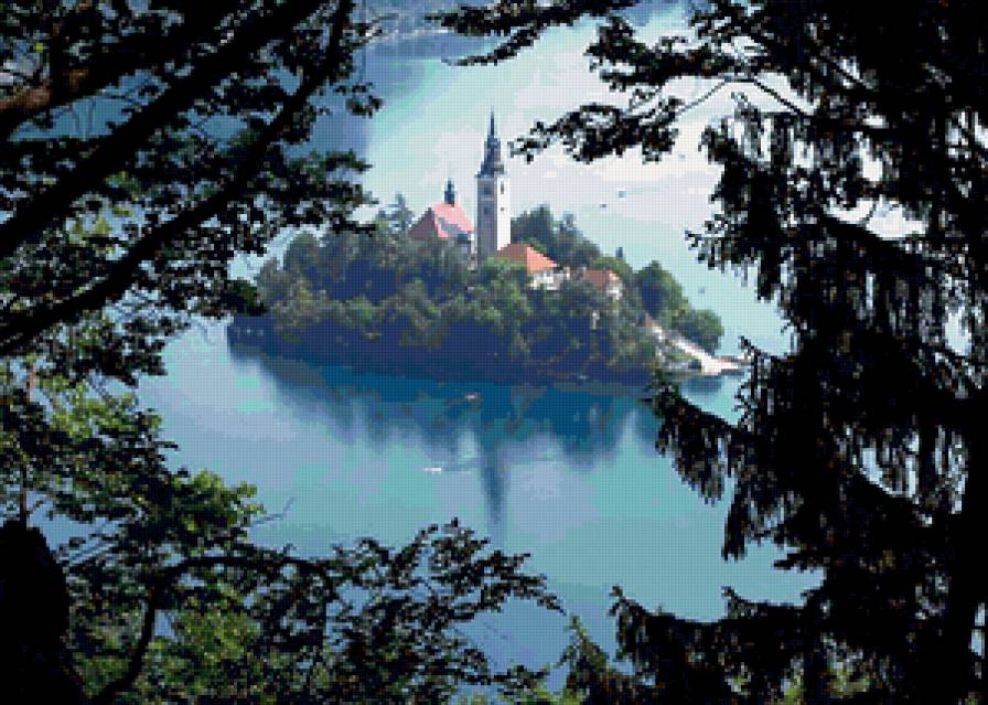 Замок на острове Блед - озеро, словения, пейзаж, замок - предпросмотр