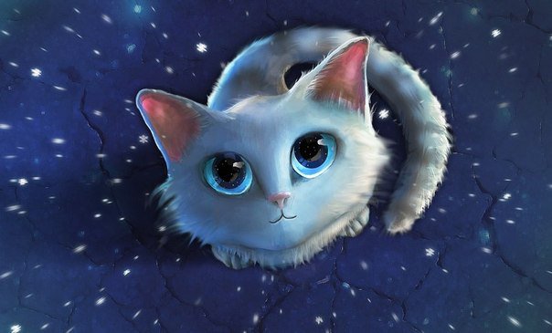 Снежная кошка - зима, снег, кошки, животные - оригинал