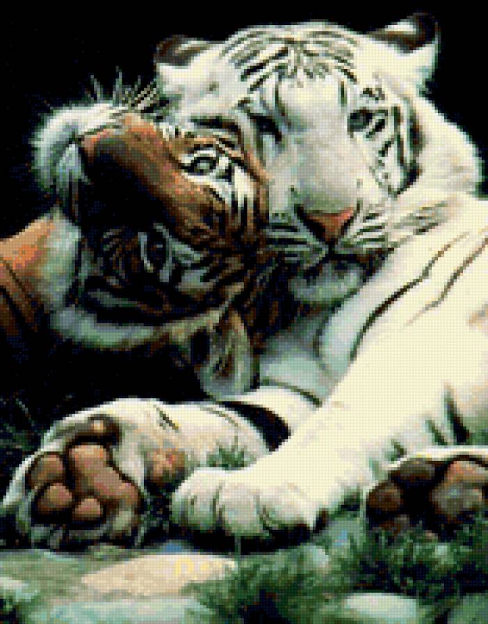 дружба - котик, пара, тигры, животные, дружба, любовь - предпросмотр