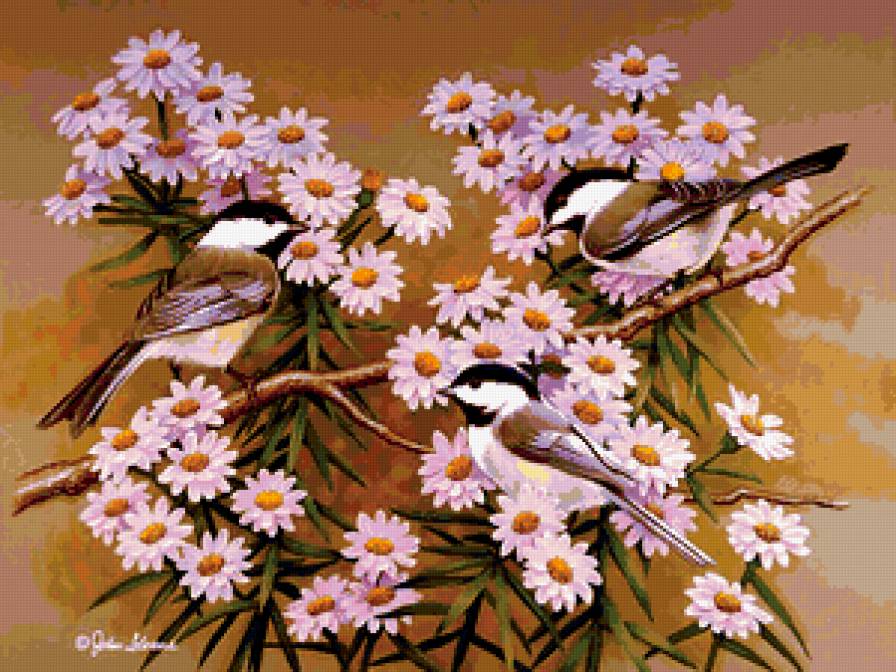 цветы и птицы 1 - птицы, цветы - предпросмотр