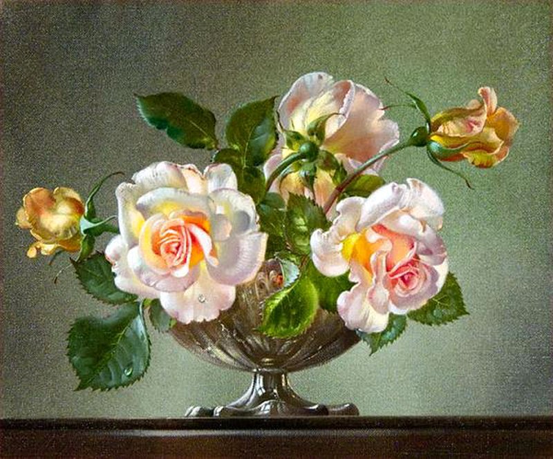 ваза с розами - цветы, букет, розы, натюрморт.ваза - оригинал