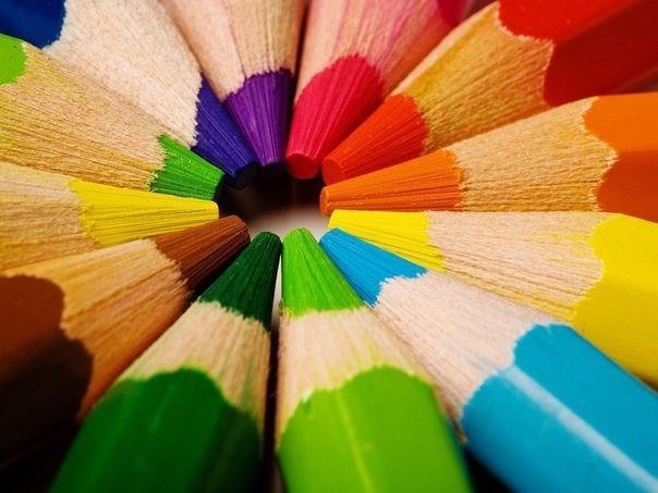Радужное настроение - зеленый, карандаши, желтый, синий, красный, цвета - оригинал