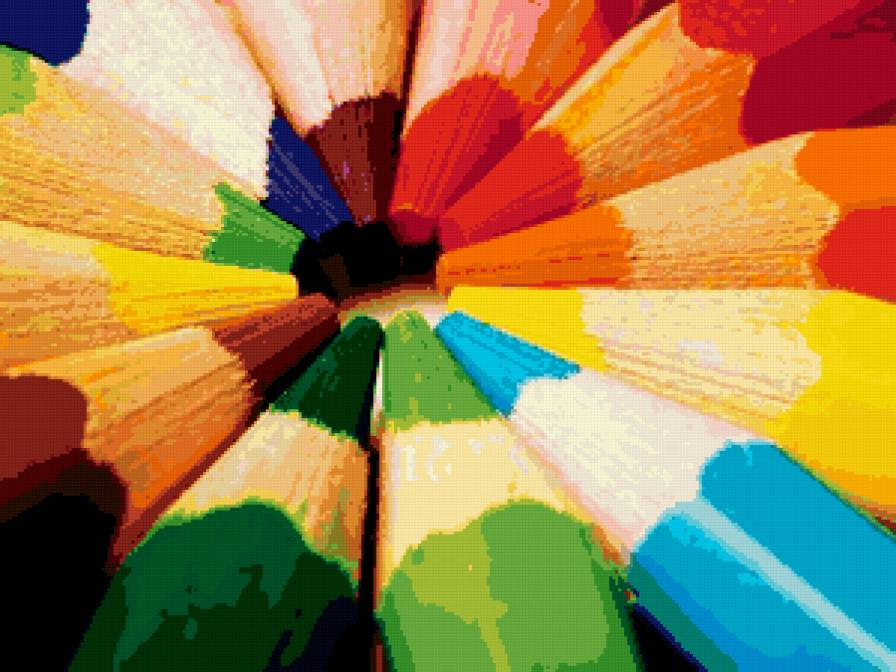 Радужное настроение - цвета, желтый, карандаши, красный, синий, зеленый - предпросмотр