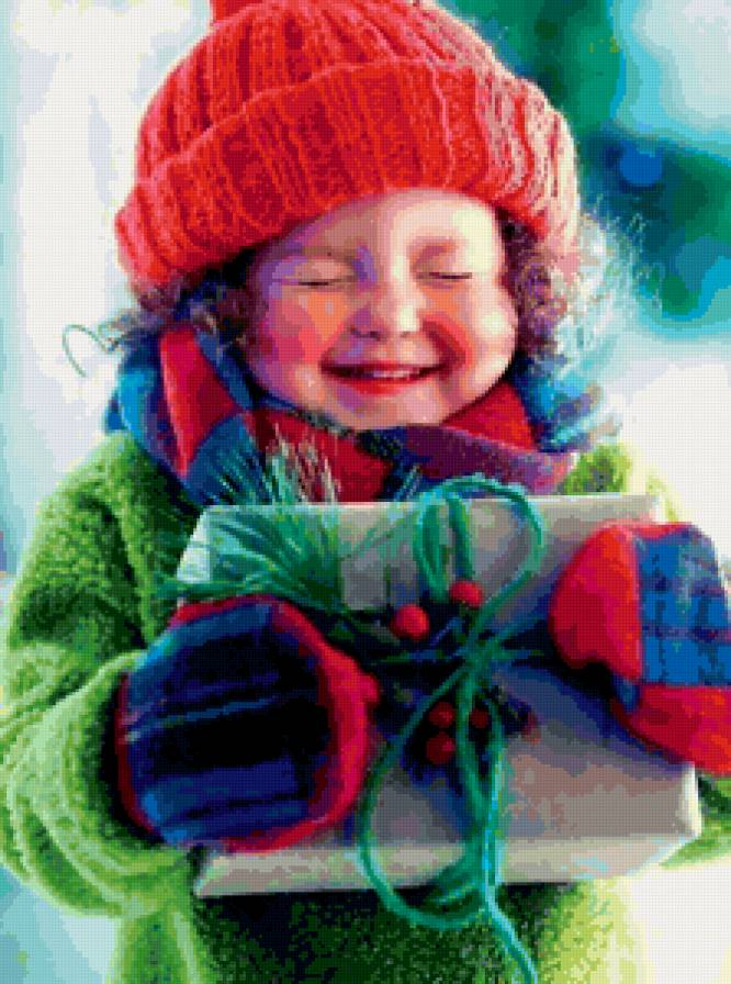 Детская радость - радость, ребенок, подарок, новый год, счастье, улыбка, зима - предпросмотр